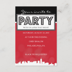 CLASSIC BROADWAY Bar Bat Mitzvah Reception Card Informatiekaartje