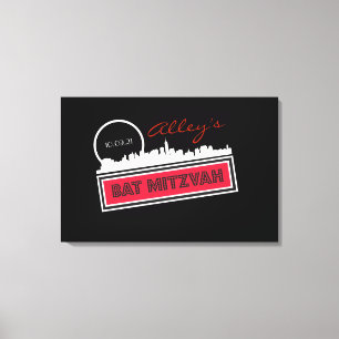 CLASSIC BROADWAY Bar Bat Mitzvah Sign In Board Canvas Afdruk