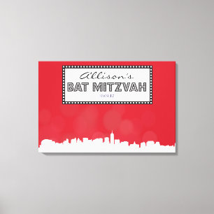 CLASSIC BROADWAY Bar Bat Mitzvah Sign In Board Canvas Afdruk