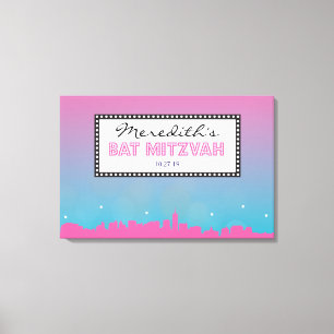 CLASSIC BROADWAY Bar Bat Mitzvah Sign In Board Canvas Afdruk