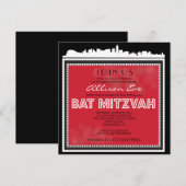 CLASSIC BROADWAY Bar Bat Mitzvah Uitnodiging (Voorkant / Achterkant)