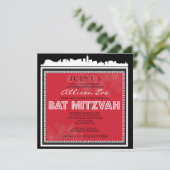 CLASSIC BROADWAY Bar Bat Mitzvah Uitnodiging (Staand voorkant)