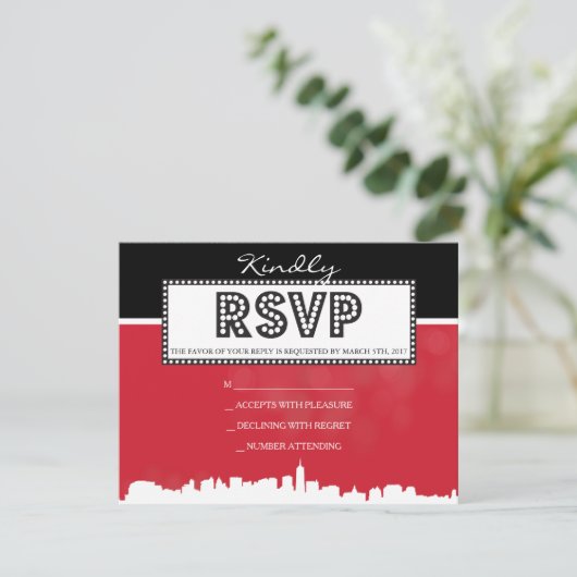 CLASSIC BROADWAY Bar Bat Mitzvah Uitnodiging (Staand voorkant)