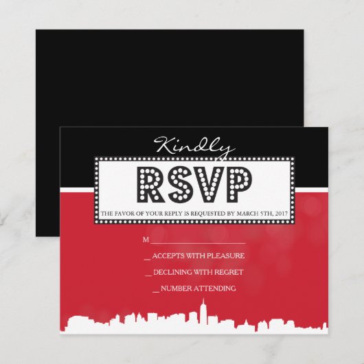 CLASSIC BROADWAY Bar Bat Mitzvah Uitnodiging (Voorkant / Achterkant)