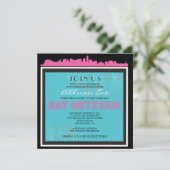 CLASSIC BROADWAY Bat Mitzvah Invitation roze2 Kaart (Staand voorkant)