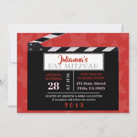 CLASSIC BROADWAY Bat Mitzvah Uitnodiging (Voorkant)