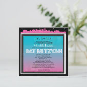 CLASSIC BROADWAY Bat Mitzvah Uitnodiging-regenboog Kaart (Staand voorkant)