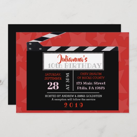 CLASSIC BROADWAY Birthday Invitation Kaart (Voorkant / Achterkant)
