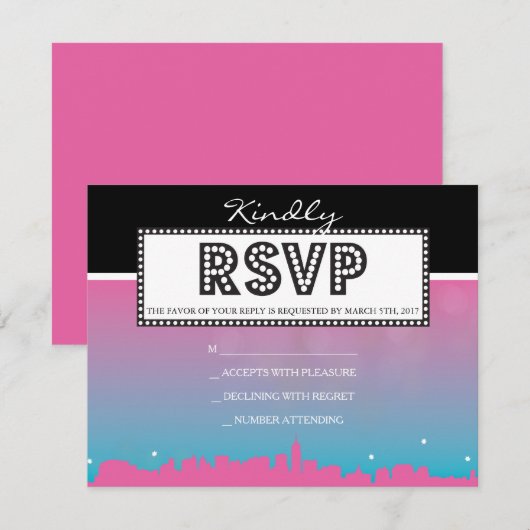 CLASSIC BROADWAY Reply-roze Kaart (Voorkant / Achterkant)