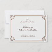 Classic Brown & Ecru Groomsman voorstel Kaart (Voorkant)