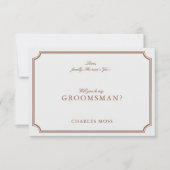 Classic Brown & Ecru Groomsman voorstel Kaart (Voorkant)
