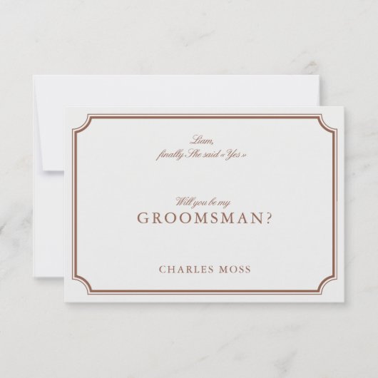 Classic Brown & Ecru Groomsman voorstel Kaart (Voorkant)
