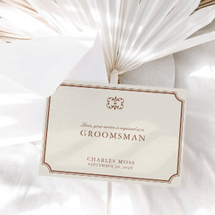 Classic Brown & Ecru Groomsman voorstel Kaart