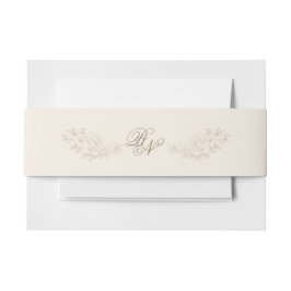 Classic Brown Floral Invitation Belly Band Uitnodigingen Wikkel