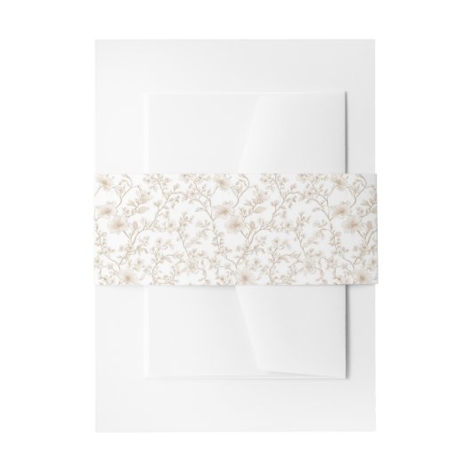 Classic Brown Floral Toile Invitation Uitnodigingen Wikkel (Voorkant Voorbeeld)