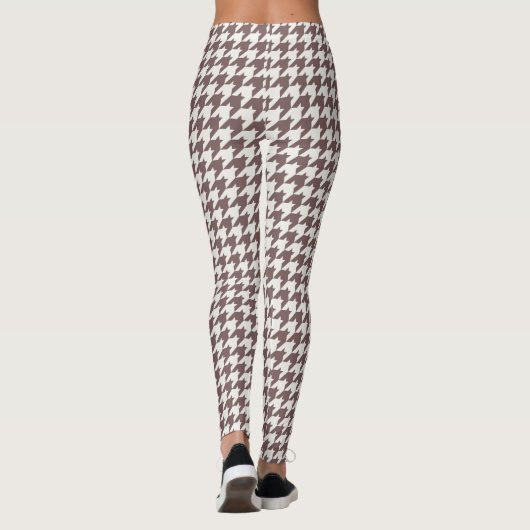Classic Brown Houndstooth Patroon Leggings (Achterkant)