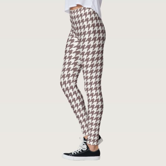 Classic Brown Houndstooth Patroon Leggings (Links)