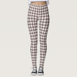 Classic Brown Houndstooth Patroon Leggings