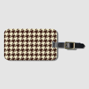 Classic Brown Ivory Pepita Houndstooth Patroon Bagagelabel