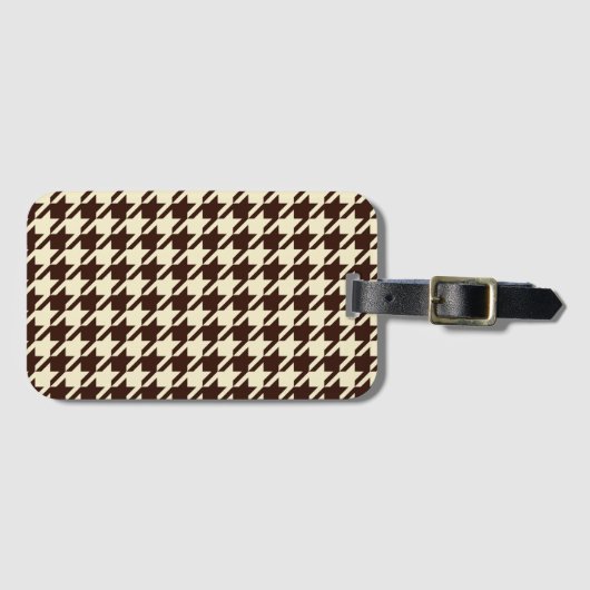 Classic Brown Ivory Pepita Houndstooth Patroon Bagagelabel (Voorkant (horizontaal))