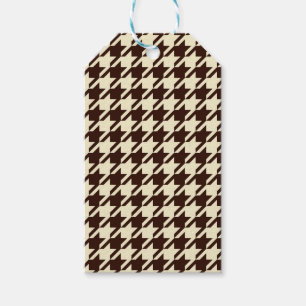 Classic Brown Ivory Pepita Houndstooth Patroon Cadeaulabel