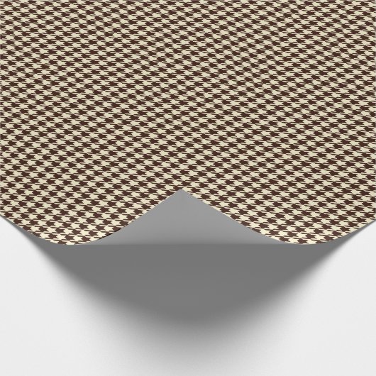 Classic Brown Ivory Pepita Houndstooth Patroon Cadeaupapier (Hoek)