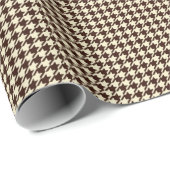 Classic Brown Ivory Pepita Houndstooth Patroon Cadeaupapier (Rol Hoek)