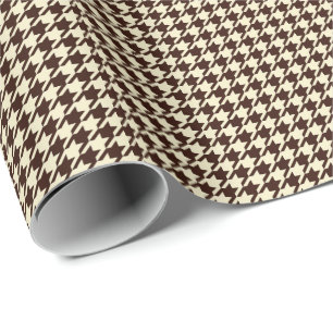 Classic Brown Ivory Pepita Houndstooth Patroon Cadeaupapier