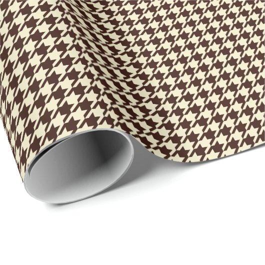 Classic Brown Ivory Pepita Houndstooth Patroon Cadeaupapier (Rol Hoek)