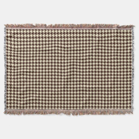 Classic Brown Ivory Pepita Houndstooth Patroon Deken (Voorkant)