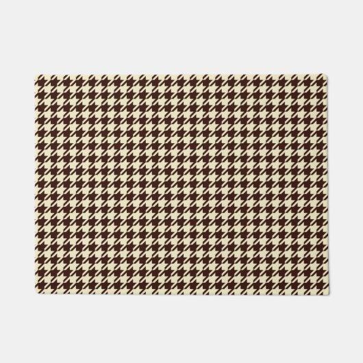 Classic Brown Ivory Pepita Houndstooth Patroon Deurmat (Voorkant)