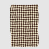 Classic Brown Ivory Pepita Houndstooth Patroon Golfhanddoek (Voorkant)