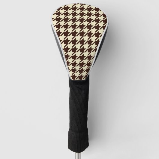 Classic Brown Ivory Pepita Houndstooth Patroon Golfheadcover (Voorkant)