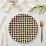 Classic Brown Ivory Pepita Houndstooth Patroon Papieren Bordje<br><div class="desc">Evergreen elegant en klassiek weefselpatroon,  met een patroon van peita/houndstooth in bruine en ivoorkleurige kleuren. Pepita houndstooth brown patroon Napkins</div>