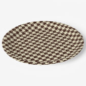 Classic Brown Ivory Pepita Houndstooth Patroon Papieren Bordje (Gekanteld)