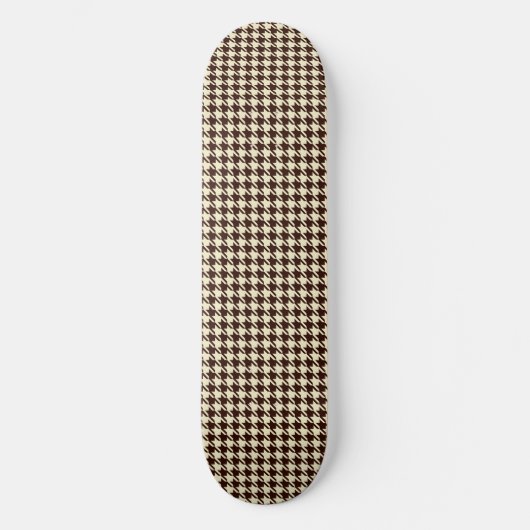 Classic Brown Ivory Pepita Houndstooth Patroon Persoonlijk Skateboard (Voorkant)