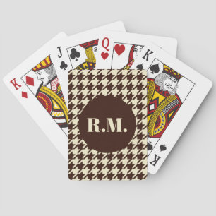 Classic Brown Ivory Pepita Houndstooth Patroon Pokerkaarten