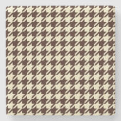 Classic Brown Ivory Pepita Houndstooth Patroon Stenen Onderzetter (Voorkant)