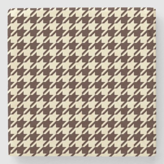 Classic Brown Ivory Pepita Houndstooth Patroon Stenen Onderzetter (Voorkant)