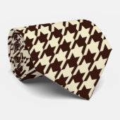 Classic Brown Ivory Pepita Houndstooth Patroon Stropdas (Opgerold)