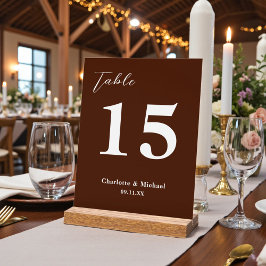 Classic Brown Minimalist Wedding Table Number Acryl Bord