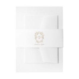 Classic Brown Monogram Crest Invitation Belly Band Uitnodigingen Wikkel