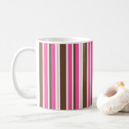 Classic Brown & Pink Stripe Coffee Mugs  Koffiemok