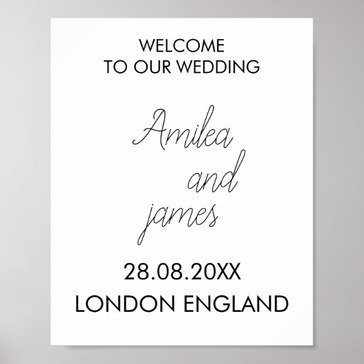 Classic bruiloft welkom teken Sjabloon, elegant Poster (Voorkant)
