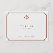 Classic  bruin & ecru trouwgegevens informatiekaartje (Voorkant)