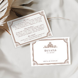 Classic  bruin & ecru trouwgegevens informatiekaartje