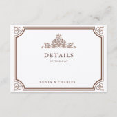 Classic bruin & ecru trouwgegevens informatiekaartje (Achterkant)