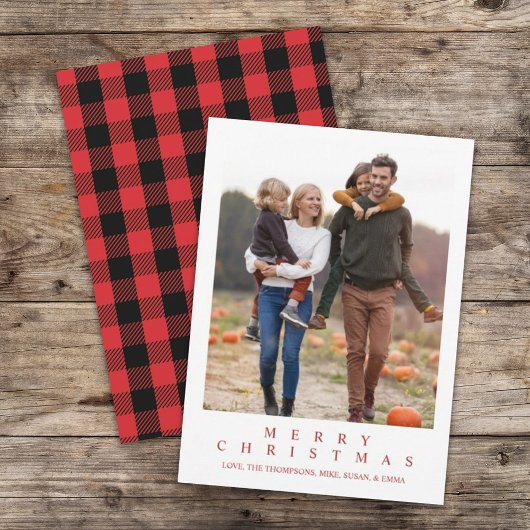 Classic Buffalo Check Vrolijke Kerstfoto Feestdagenkaart