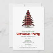 Classic Buffalo Christmas Tree Holiday Invitation Kaart (Voorkant)
