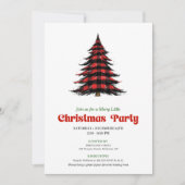 Classic Buffalo Christmas Tree Party Invitation Kaart (Voorkant)